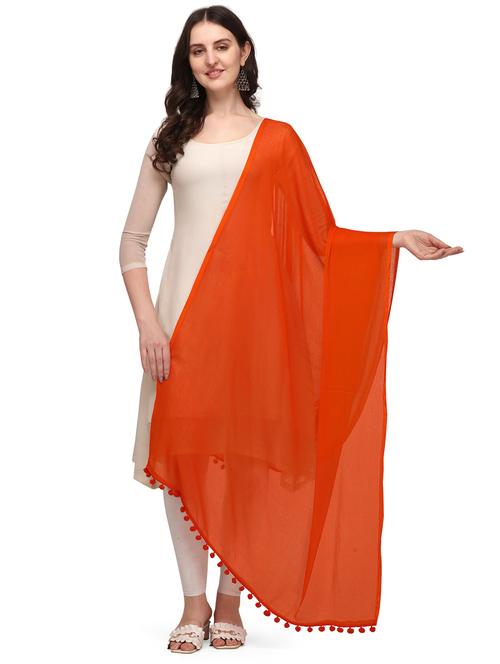 orange solid dupatta - 20502718 - Very Small Image - 1