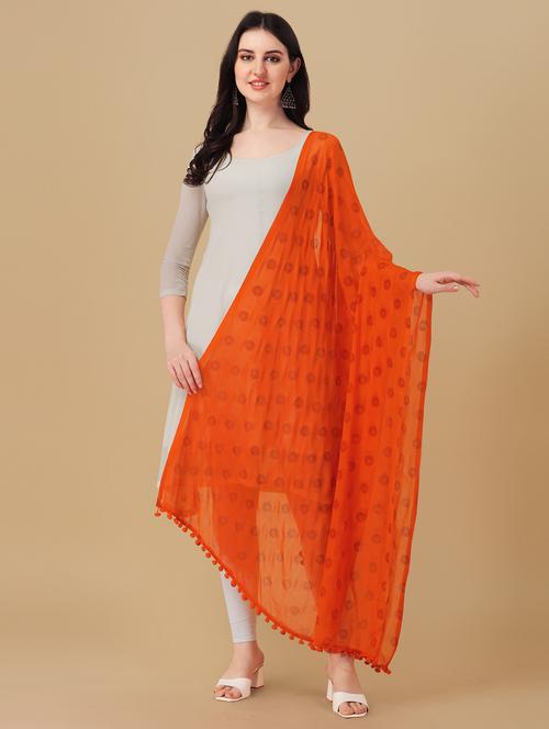 orange printed dupatta - 20502749 - Very Small Image - 1