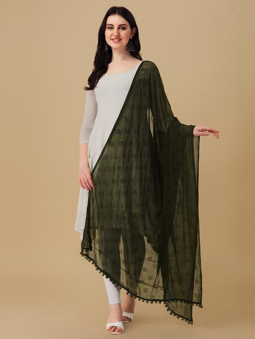 olive printed dupatta - 20502759 - Very Small Image - 1