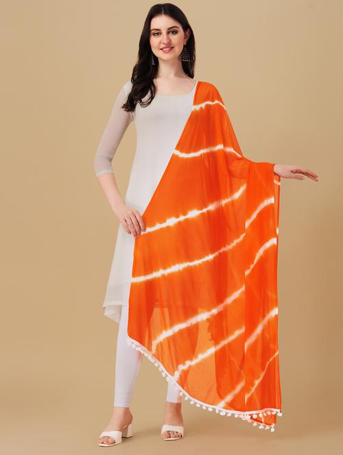 orange leheriya printed saree - 20502760 - Very Small Image - 1