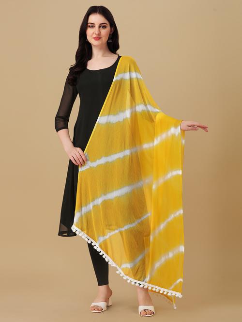 yellow leheriya printed saree - 20502771 - Very Small Image - 1