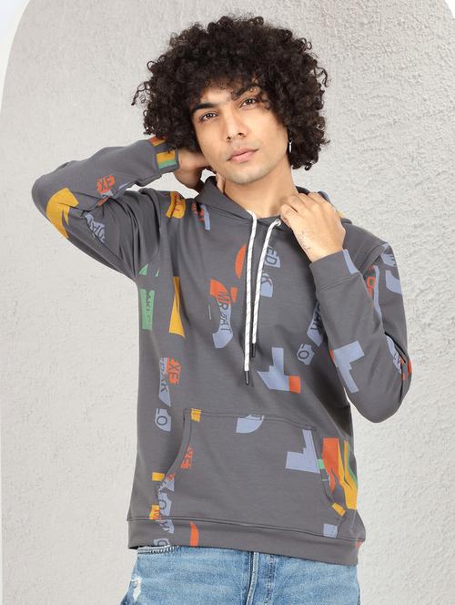 men printed cotton hooded sweatshirt - 20502908 - Very Small Image - 1