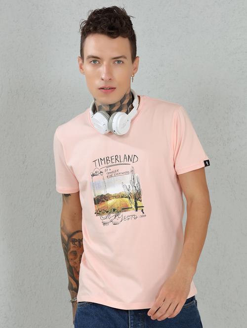men graphic printed pink cotton regular t-shirt - 20502922 - Very Small Image - 1
