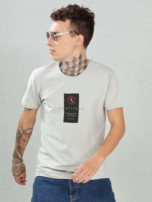 men typography printed grey cotton regular t-shirt - 20502932 - Very Small Image - 1
