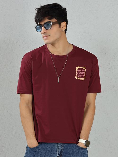 men graphic printed maroon cotton t-shirt - 20502954 - Very Small Image - 1