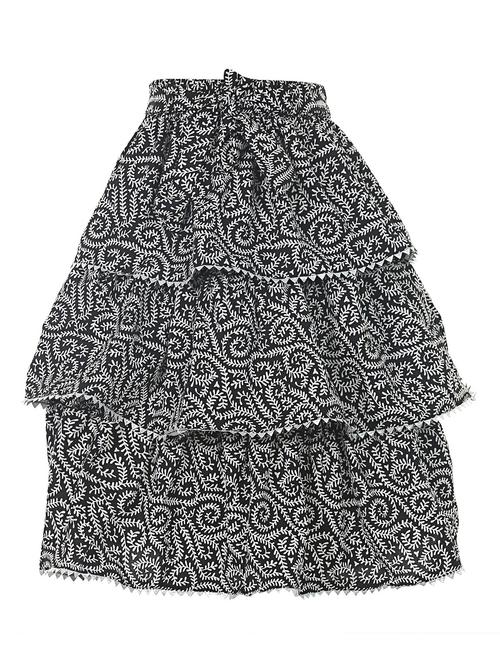 black printed crepe pleated skirt - 20504047 - Very Small Image - 1