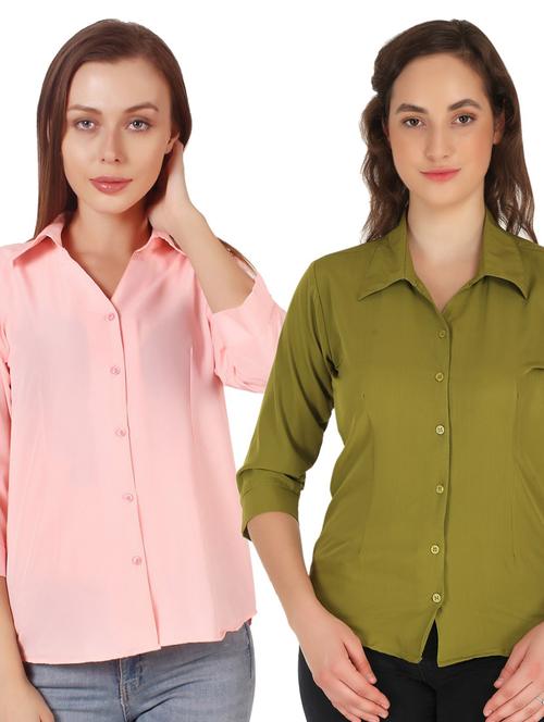 pack of 2 solid collared shirt - 20505356 - Very Small Image - 1