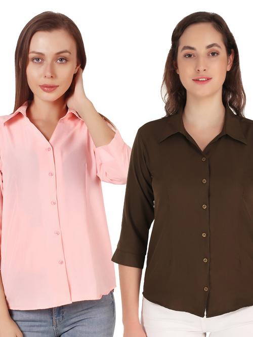 women pack of 2 solid shirt - 20505361 - Very Small Image - 1