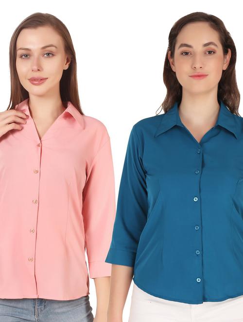 women pack of 2 solid shirt - 20505371 - Very Small Image - 1