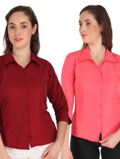 women pack of 2 solid shirt - 20505427 - Very Small Image - 1