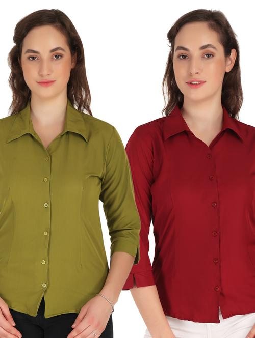 pack of 2 solid collared shirt - 20505444 - Very Small Image - 1