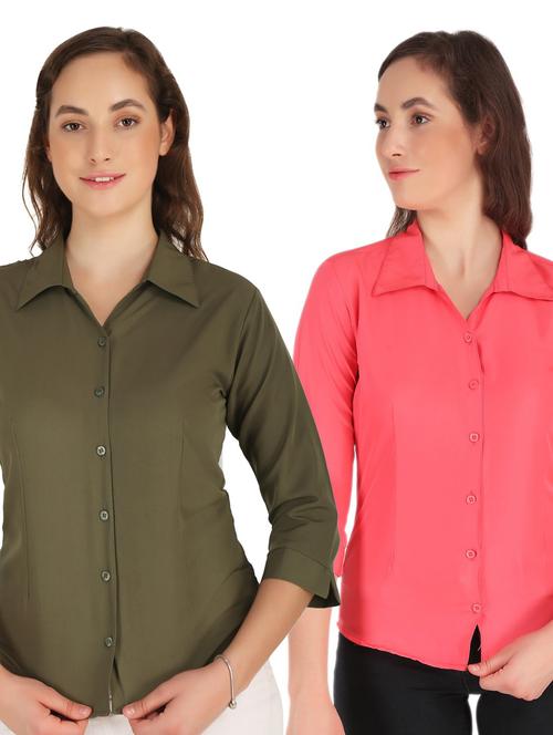 pack of 2 solid collared shirt - 20505498 - Very Small Image - 1