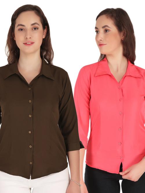 women pack of 2 solid shirt - 20505549 - Very Small Image - 1