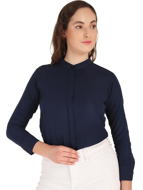 women navy blue formal shirt - 20505661 - Very Small Image - 1