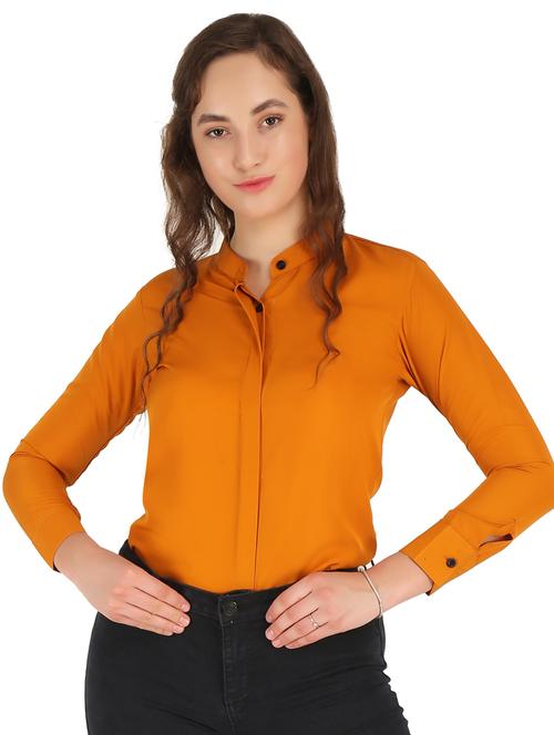 orange solid regular shirt - 20505662 - Very Small Image - 1