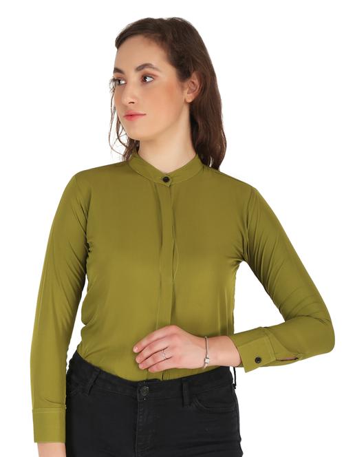 olive solid regular shirt - 20505665 - Very Small Image - 1