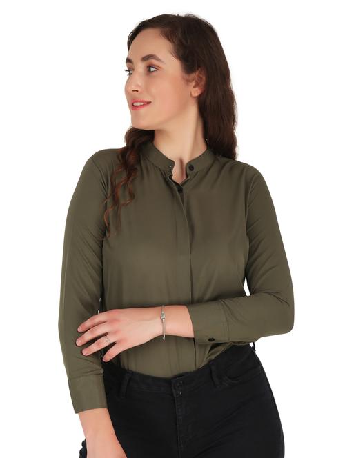 olive solid regular shirt - 20505669 - Very Small Image - 1