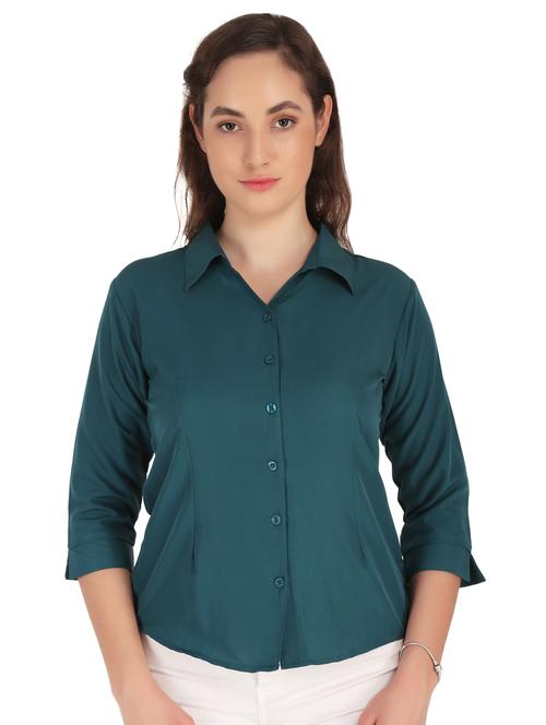 teal solid collared shirt - 20505682 - Very Small Image - 1