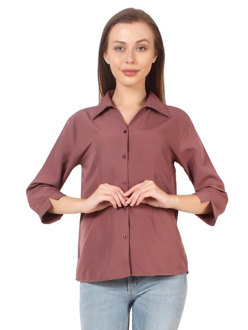 mauve solid collared shirt - 20505700 - Very Small Image - 1