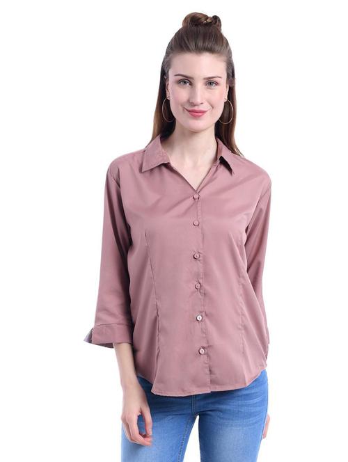 mauve solid collared shirt - 20506483 - Very Small Image - 1