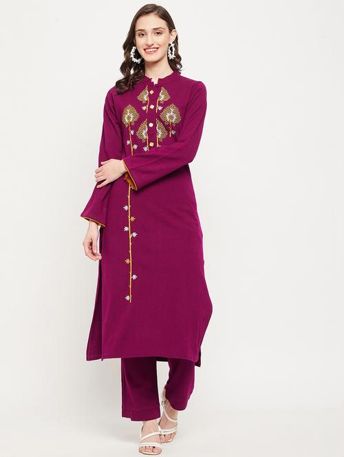 women long sleeve woollen kurta pant set - 20506728 - Very Small Image - 1