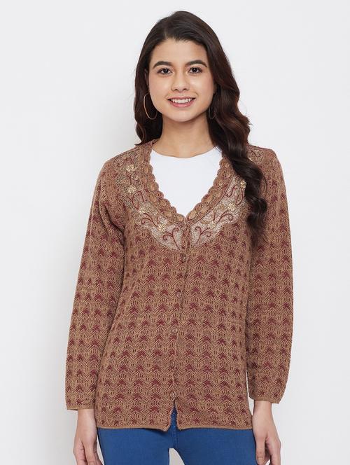 women multi colored wool blend cardigan - 20506928 - Very Small Image - 1