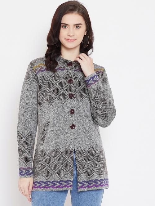 women multi colored acrylic blend cardigan - 20506962 - Very Small Image - 1