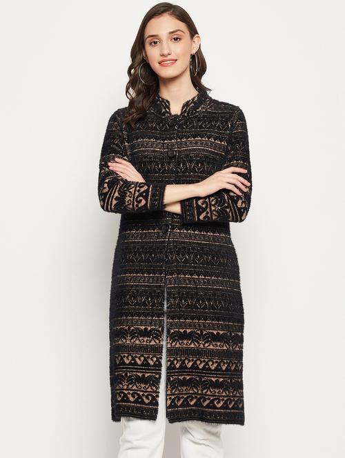 women black wool blend cardigan - 20506974 - Very Small Image - 1