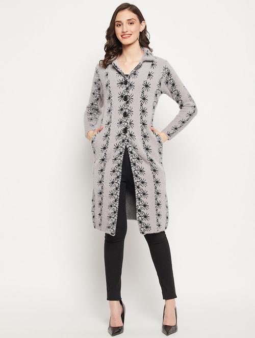 women grey wool blend cardigan - 20507232 - Very Small Image - 1