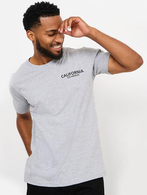 men typography printed grey melange cotton t-shirt - 20507529 - Very Small Image - 1