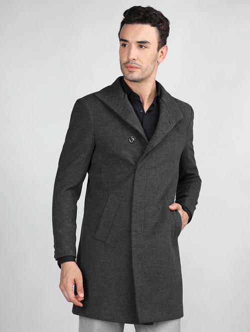 charcoal wool & polyester blend single breasted casual blazer - 20507727 - Very Small Image - 1