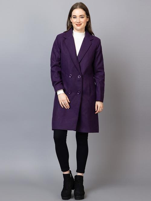 women purple tweed overcoat - 20507803 - Very Small Image - 1