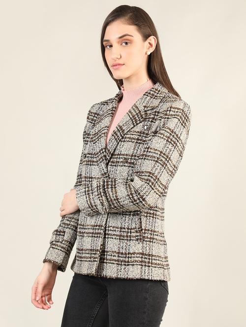 women multi colored checked blazer - 20507822 - Very Small Image - 1