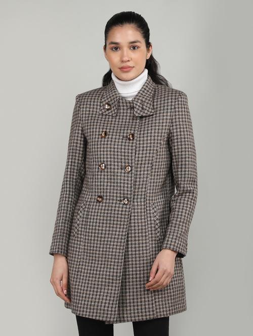 women grey self design full sleeves coat - 20507921 - Very Small Image - 1