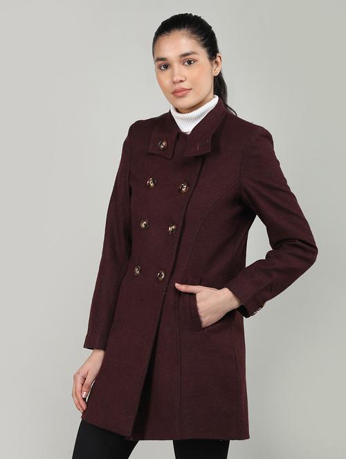 women coffee brown solids full sleeves coat - 20507922 - Very Small Image - 1