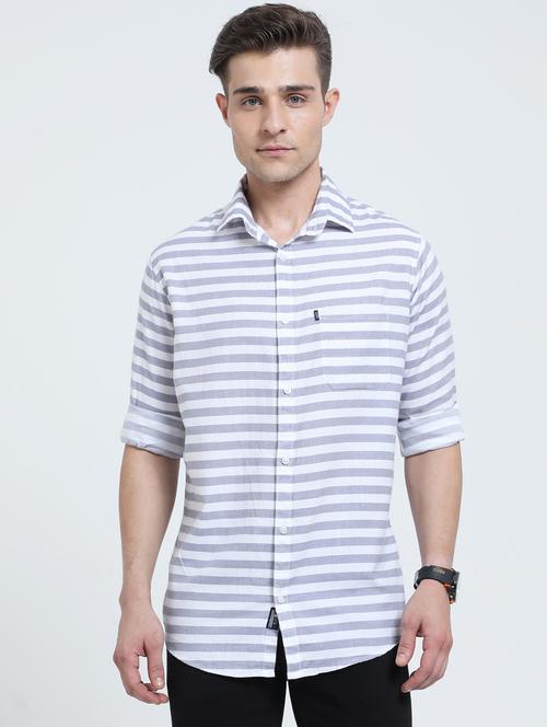 men striped cotton casual shirt - 20508648 - Very Small Image - 1