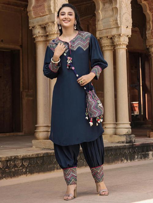 navy blue kurta salwar set - 20508758 - Very Small Image - 1