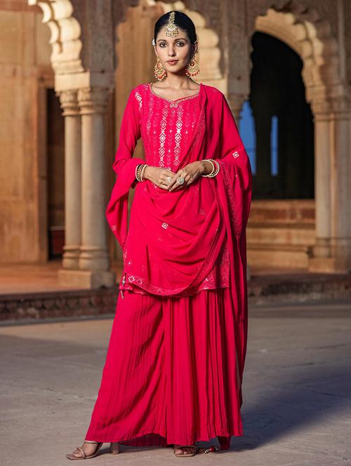 embroidered suit set with sequins work - 20508780 - Very Small Image - 1