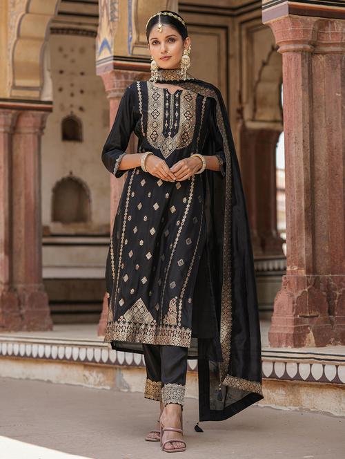 zari work kurta pant with dupatta - 20508781 - Very Small Image - 1