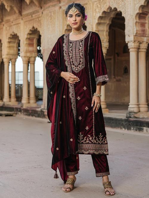 embroidered kurta pant with dupatta - 20508799 - Very Small Image - 1