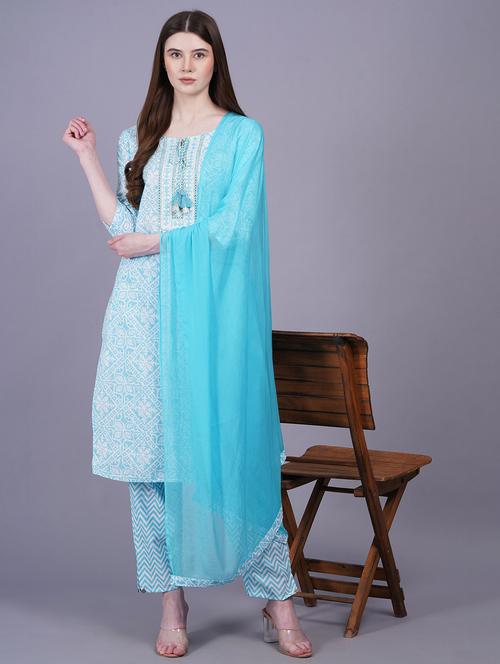 women printed kurta pant with dupatta set - 20509080 - Very Small Image - 1