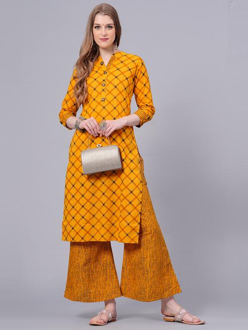 women printed three quarter sleeve kurta and palazzo set - 20509103 - Very Small Image - 1