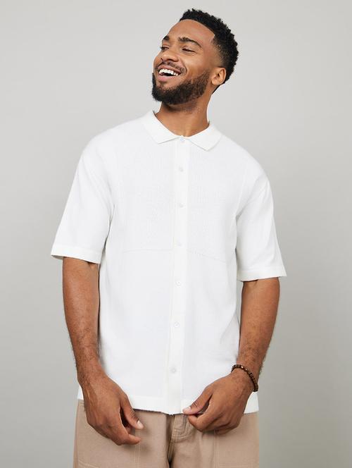 men self designed white rayon relaxed fit casual shirt - 20509227 - Very Small Image - 1