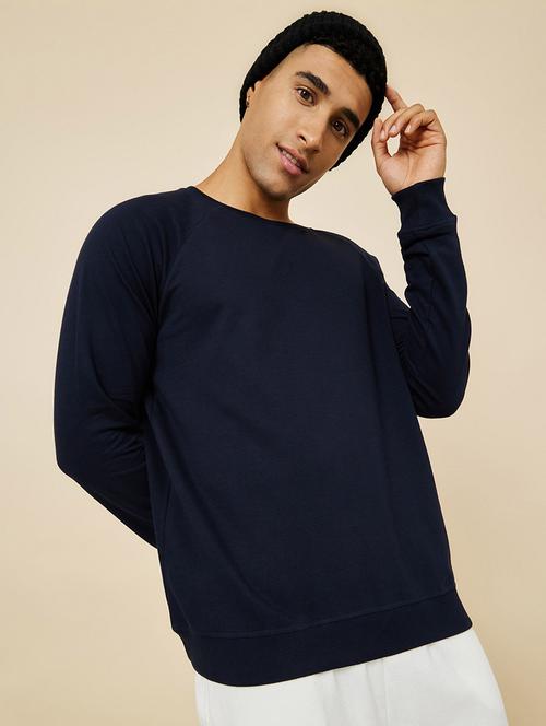 men navy blue cotton regular sweatshirt - 20509384 - Very Small Image - 1