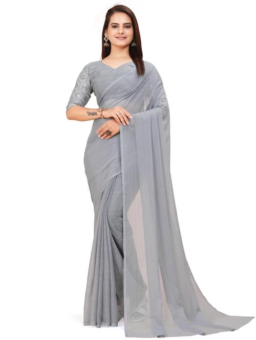 women's self design grey colored saree - 20509909 - Very Small Image - 1