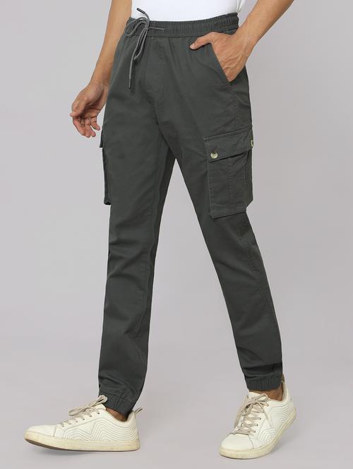 men steel grey cotton cargo trouser - 20511149 - Very Small Image - 1
