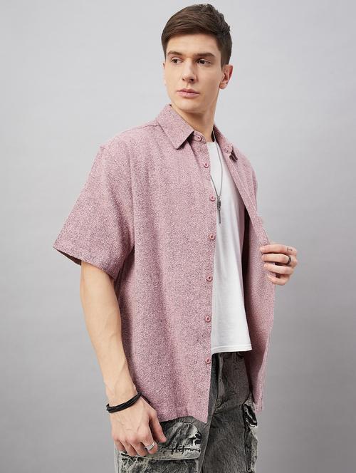 men solid pink fleece relaxed fit casual shirt - 20511225 - Very Small Image - 1