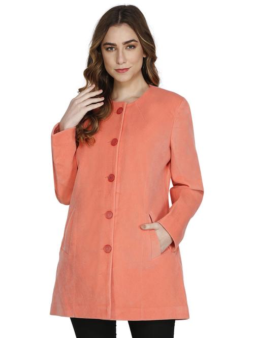 women peach solids full sleeves coat - 20511788 - Very Small Image - 1