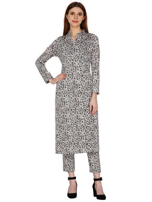 women floral mandarin neck kurta pant set - 20511936 - Very Small Image - 1