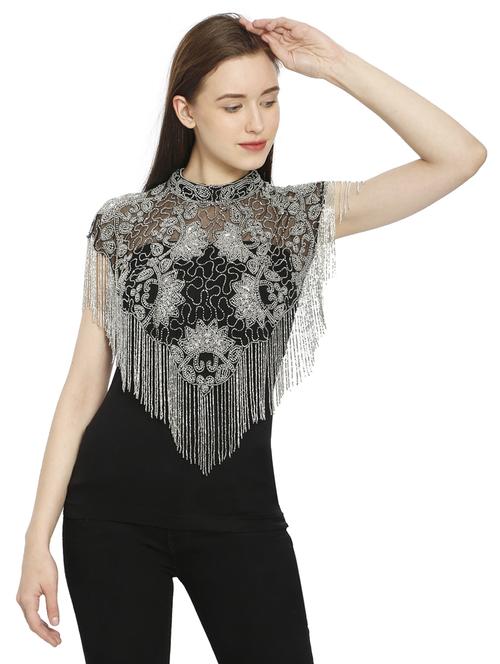 women black embellished cape - 20512082 - Very Small Image - 1